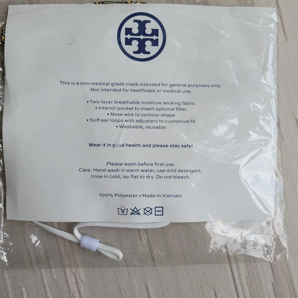 Tory Burch Yellow Green White Gemini Link Print Face Mask
